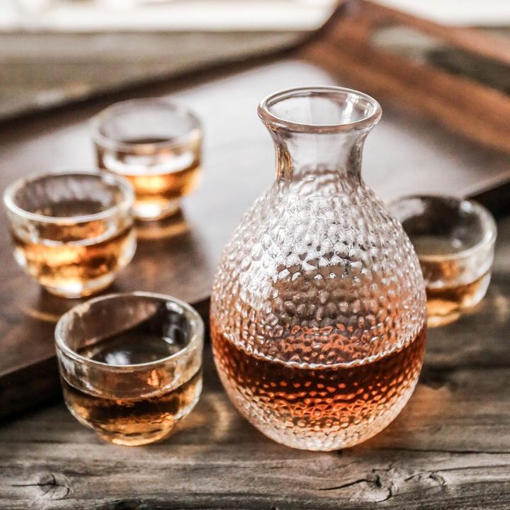 Japansk sake set flagon sprit sprit koppar sake gryta kristall dricksglas vinflaska koppar set barware kök
