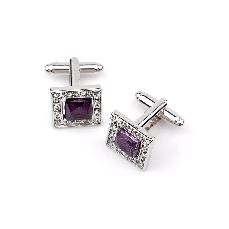 3 kleur Elegante Mannen Manchetknopen Klassieke Luxe Strass Kristal Vierkante Manchetknopen Mannelijke Franse Overhemd Manchet Knop