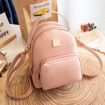 NIGEDU mini sac à bandoulière pour femmes dames sacs à main cuir PU bonbons couleurs forme populaire filles sac à bandoulière sac à dos noir: Rose