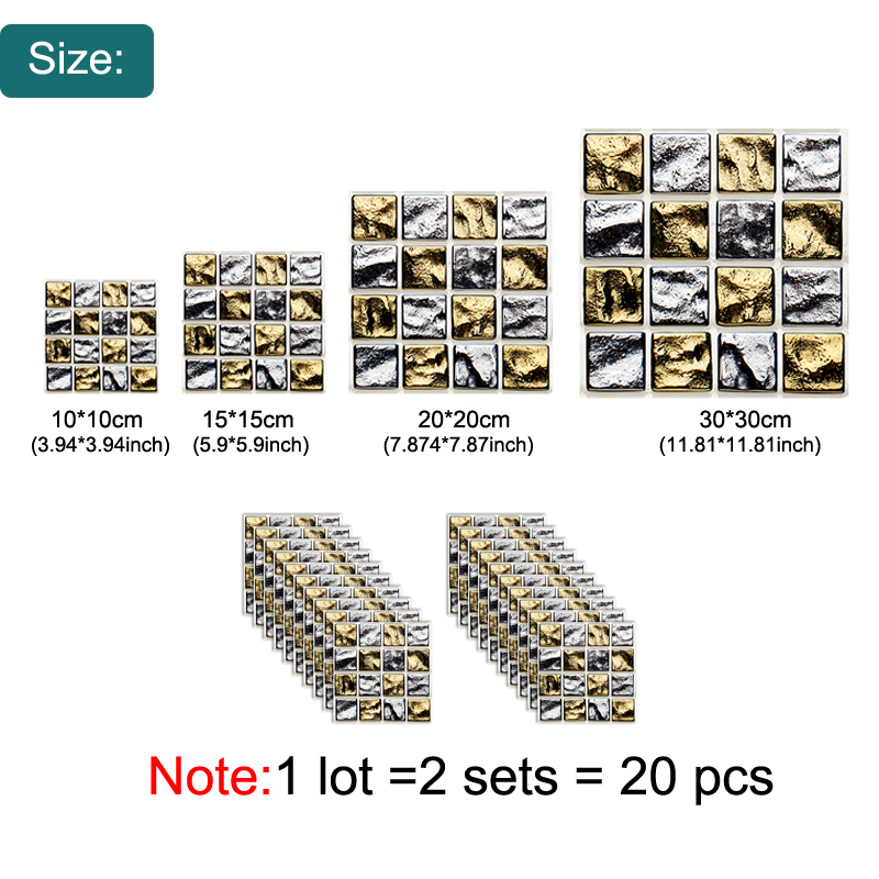 Tegel Sticker Keuken Zelfklevende 3D Behang Muurschilderingen Waterdicht Stickers Voor Woonkamer Badkamer Home Decor 10/15/20/30Cm