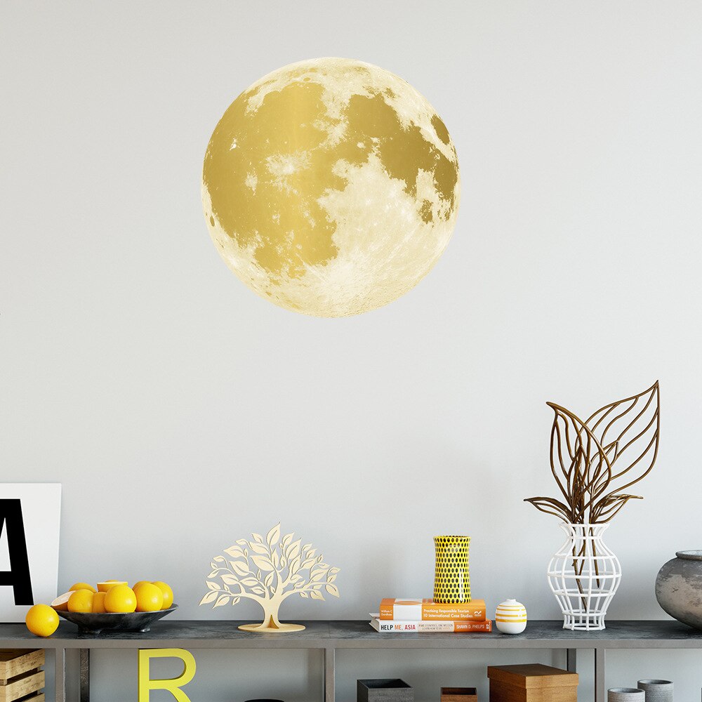 Glowing Moon Wall Stickers Home Decor Glow In The Dark Sticker Vinyl Babyroom Bedroom Living Room Decoration