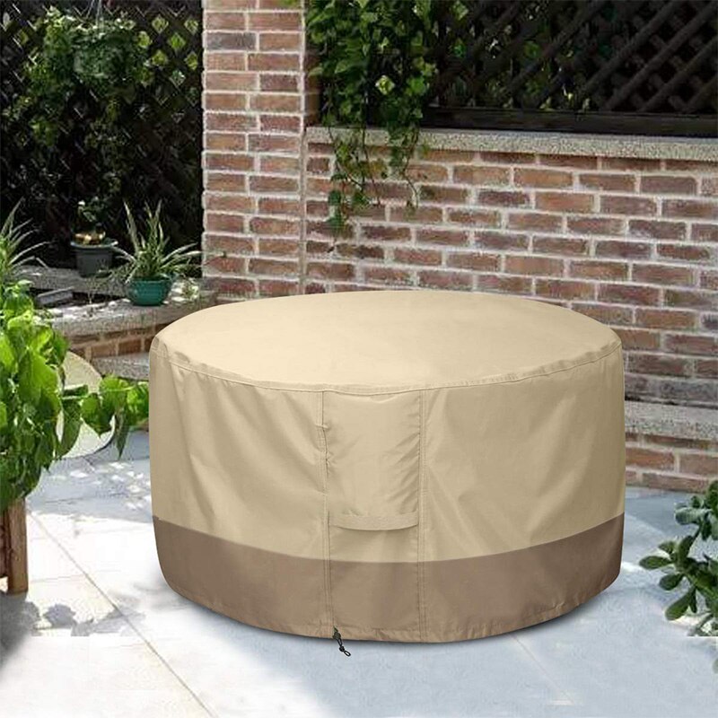 Fire Pit Cover Round-210D Oxford Cloth Heavy Duty Patio Outdoor Fire Pit Table Cover Round Waterproof Fits for 34/35/36 Inch Fir