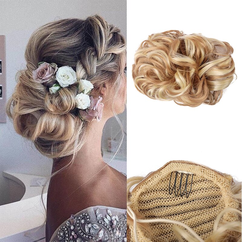 Dianqi Gignon Korte, Krullend, synthetische Blonde Haarspeld De Grote Pudding Haar Geknipt Om De Pruik Met Twee Plastic Kammen