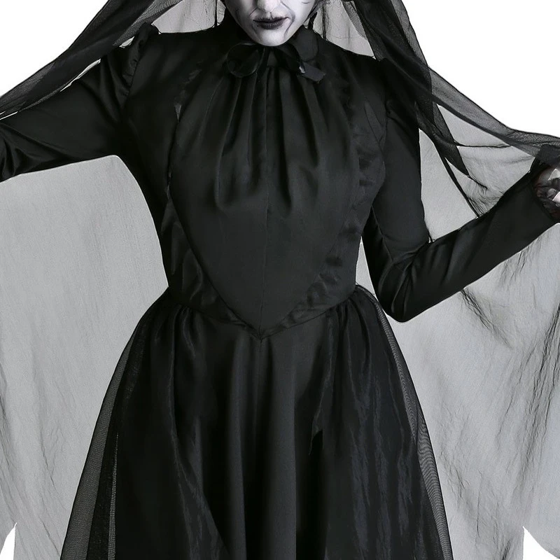 Cosplay horror strega donna spaventoso zombie vampiro halloween carnevale costume spettrale fantasma medievale mantello con cappuccio giorno dei morti