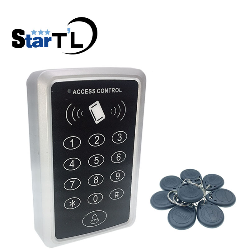 10 rfid tag + RFID Proximity Card Toegangscontrole Systeem RFID/EM Toetsenbord Card Toegangscontrole Deur opener: Grijs