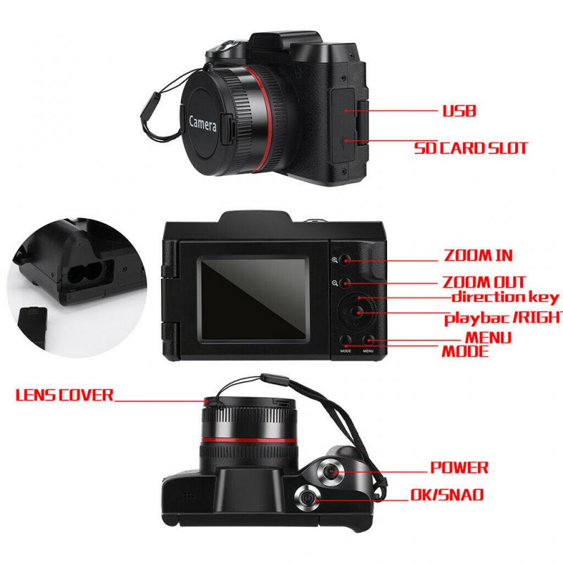 Digital Camera Selfie Camera Full HD 1080P Video Camcorder Vlogging Flip Recorder Support SD Card/HCSD Card