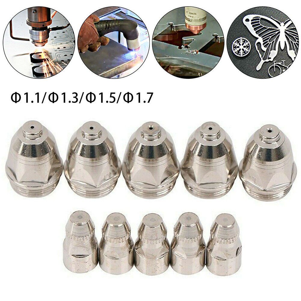 10pcs P-80 Plasma Cutter Consumable Torch Kit 1.1/1.3/1.5/1.7mm Nozzle Tip Electrode Plasma Torch Consumable Replacement Parts