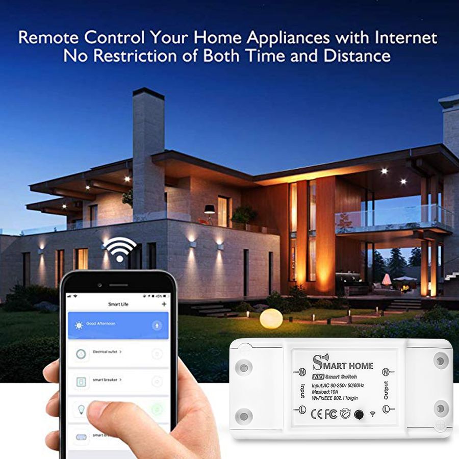 Tuya-interruptor WiFi inteligente, Mini interruptor inteligente de 10A, aplicación Smart Life, Control remoto inalámbrico por voz con Alexa y Google Home