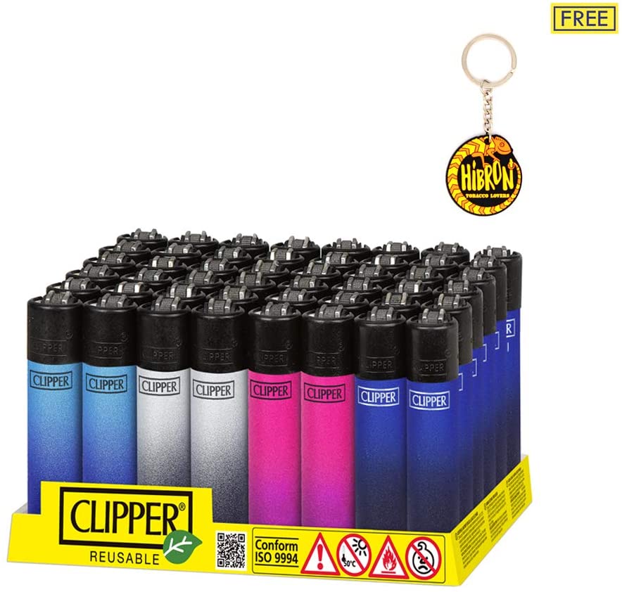 Hibron Pack de Clipper 48 Mecheros Encendedores Liso Gradientes Degradados Y 1 Llavero Hibron Gratis (Gradient I)