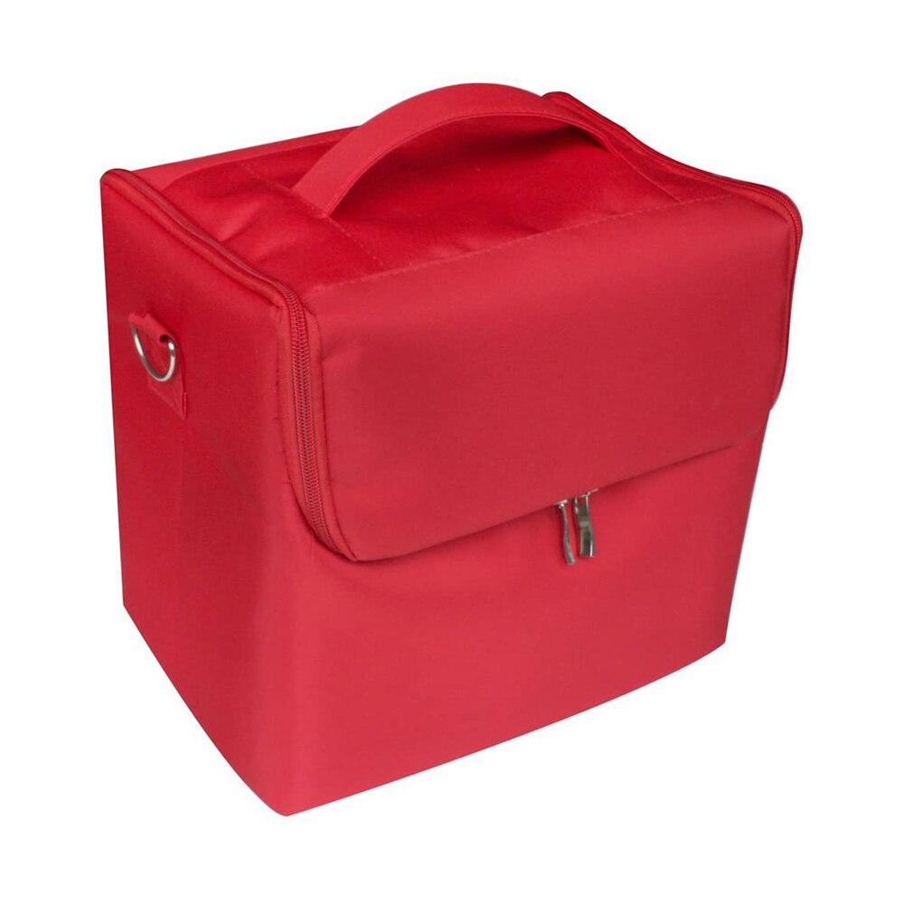 Grote Ruimte Make Case Jewellery Box Met Schouderriem Zwart: Rood