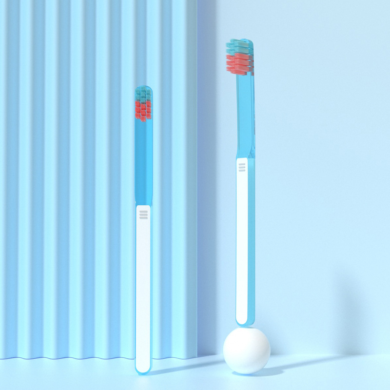 Adult Wide Head Toothbrush High-end Soft Bristle Toothbrush Macaron Color Daily Toothbrush Family Pack: Sky Blue