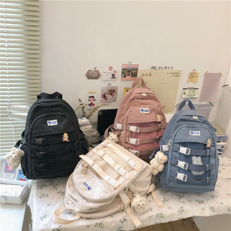 Mesh Hollow Backpack Large Capacity Women Men School Backpack Nylon Shoulder Bag Laptop Teen School Bag Mochilas Unisex Backpack