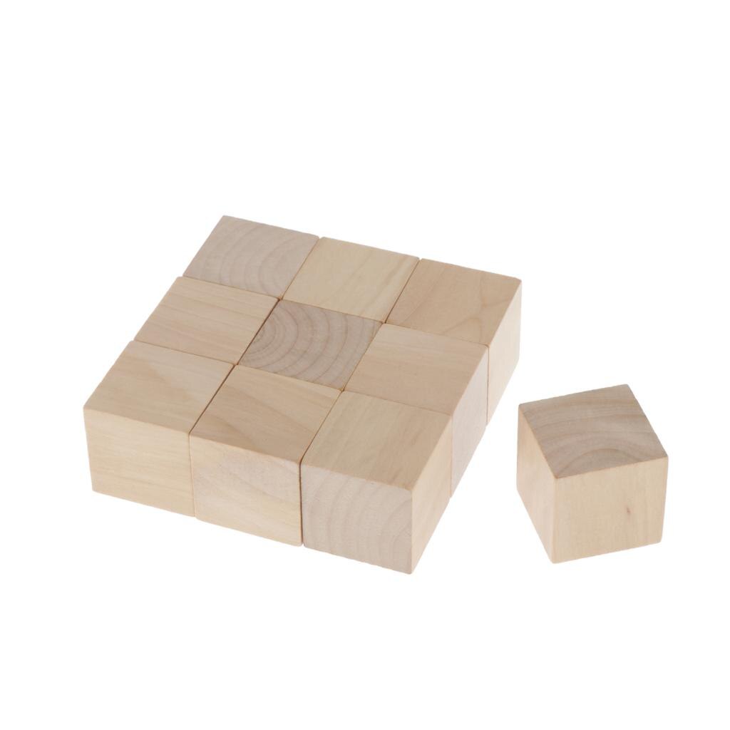 10Pcs Unfinished Craft Wood Cubes Wooden Square Cubes Squares Dice 40mm