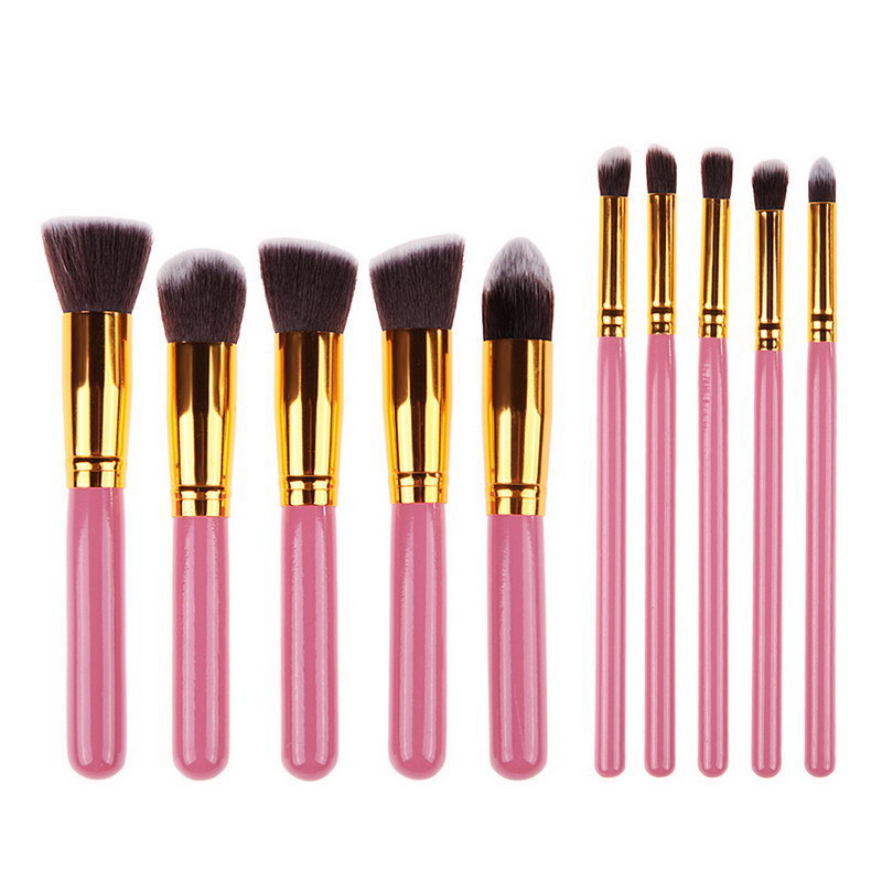 Ysdo 10/12 Stuks Make-Up Borstel Kit Borstels Kit Make Up Borstel Gereedschap Kit Eye Liner Zachte Natuurlijke-Synthetische Hairbeauty borstels Kit: Pink-Golden