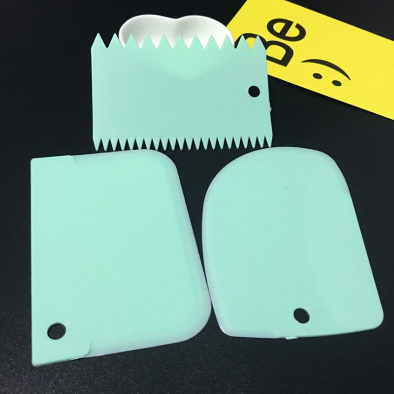 3Pc cuisson pâtisserie outils plastique pâte couteau glaçage Fondant grattoir décoration plaine lisse bord dentelé spatules coupe gâteau outil