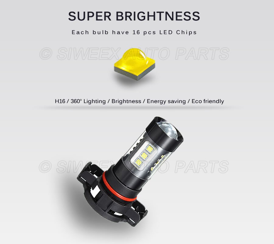 1 Pcs Auto Led Lampen H16 Mistlamp 16 Smd 80W High Power Parking Lampen Super Bright White Dc 12V