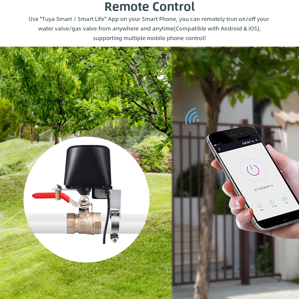 Motorized Ball Valve Watering Timer WiFi Electric Water Shutoff Controller Robot Auto Tuya Smart Alexa Google Valve Control