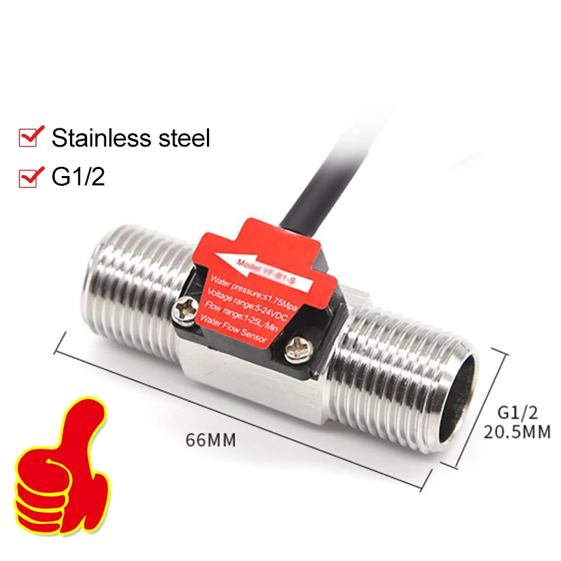 304 Stainless Steel Water Flow Sensor Dn40 Dn50 Water Flow Detection 1.5 Inch G2 Inch Hall Turbine Flowmeter