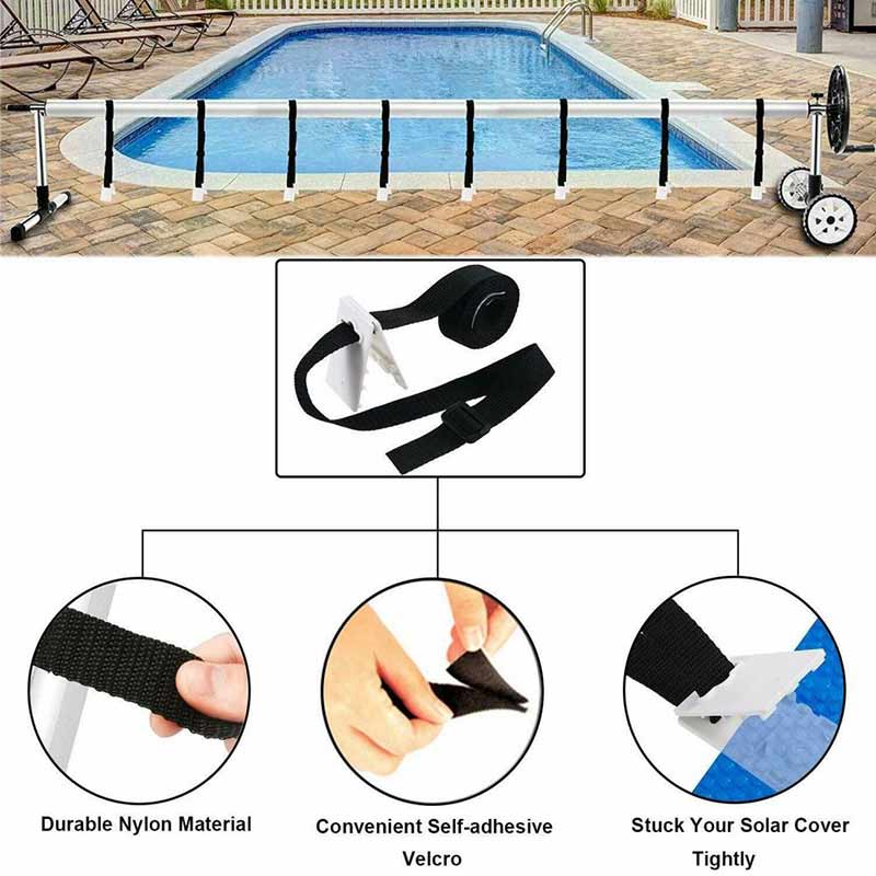 Bassengdeksel rulletilbehør solar teppe stropper kit universal pool strapping kit for pool solar cover reel accessory 8 sets