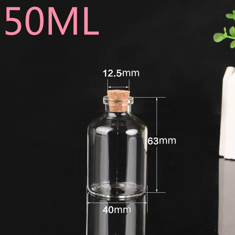 3 st 12/15/20/23/25/30/35/50/60/80/110ml glasflaskor med kork hantverk flaskor burkar bröllop tomma burkar behållare flaskor: 40 x 63mm 50ml
