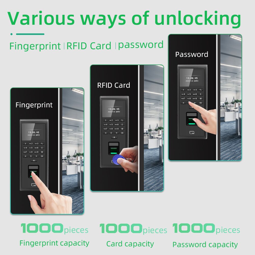 125Khz RFID Biometric Fingerprint Time Attendance Access Control Keypad Electronic USB Time Clock Recorder Time Attendance TCP
