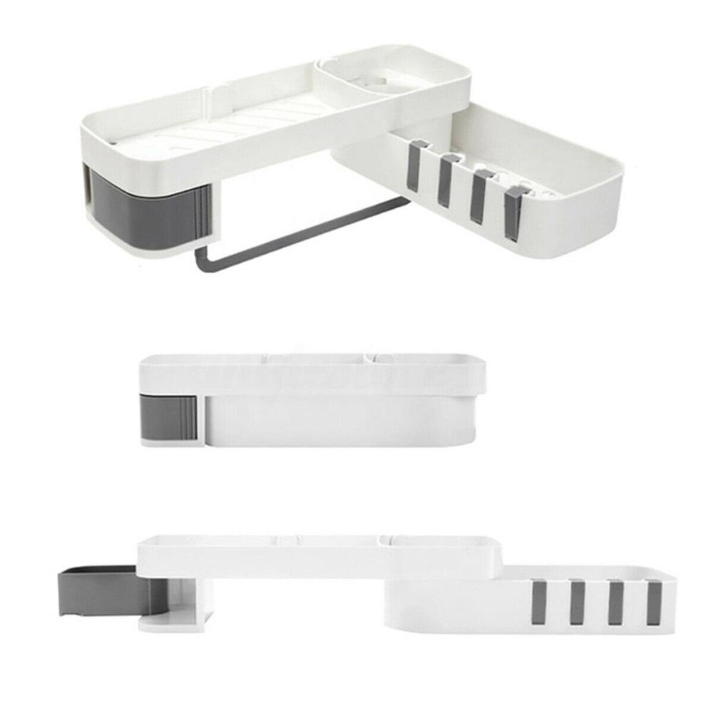 Hoekdouche plank badkamer shampoo douche plank houder keuken opbergrek organizer wandmontage type 1 stuk: Grijs