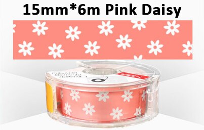 15mm*6meters Thermal Label tape Mini cute sticker for Seabird Label Printer use and office home: Pink Daisy