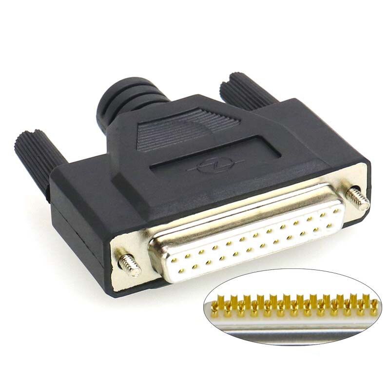 Zuiver koper plated DB25 mannelijke vrouwelijke 25-pin connector gelijmd behuizing print lijn connector: Dark Grey