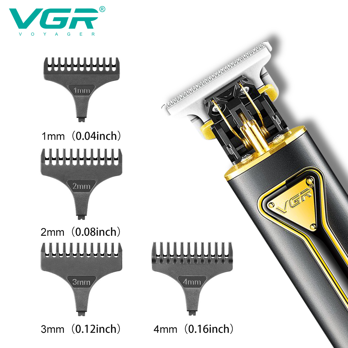 VGR T9 tondeuse à cheveux tondeuse à cheveux en métal rasoir à barbe Machine de coupe de cheveux Rechargeable tondeuse sans fil pour hommes V-009