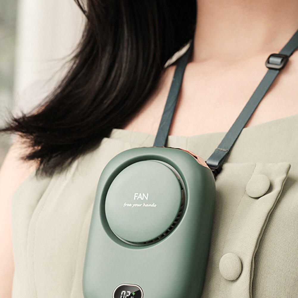 Mini Portable Neck Fan USB Rechargeable Bladeless Fan Ventilador Hanging Handheld Silent Digital Display Electric Cooling Fans