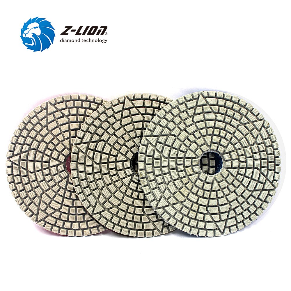 Z-Lion 3 Step Polishing Pad 4 Inch 100mm Abrasive Disc Wheel Diamond Tool For Stone Marble Granite Tile Flexible Grinding