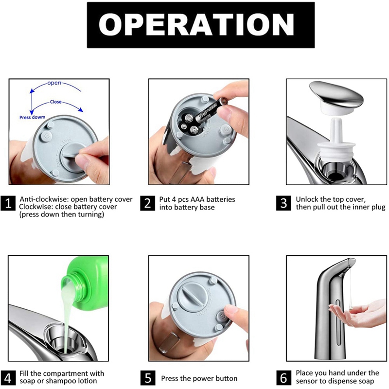 Automatische Zeepdispenser Touchless, Automatische Sensor Zeepdispenser, IP67 Waterdichte Auto Zeepdispenser, 400Ml