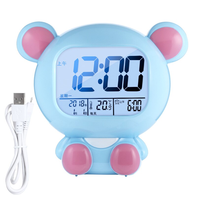 Dessin animé mignon horloge numérique Led lumineux électronique bureau alarme chambre Date température numérique horloge Zegar Led horloge à la maison DB60SZ: style8