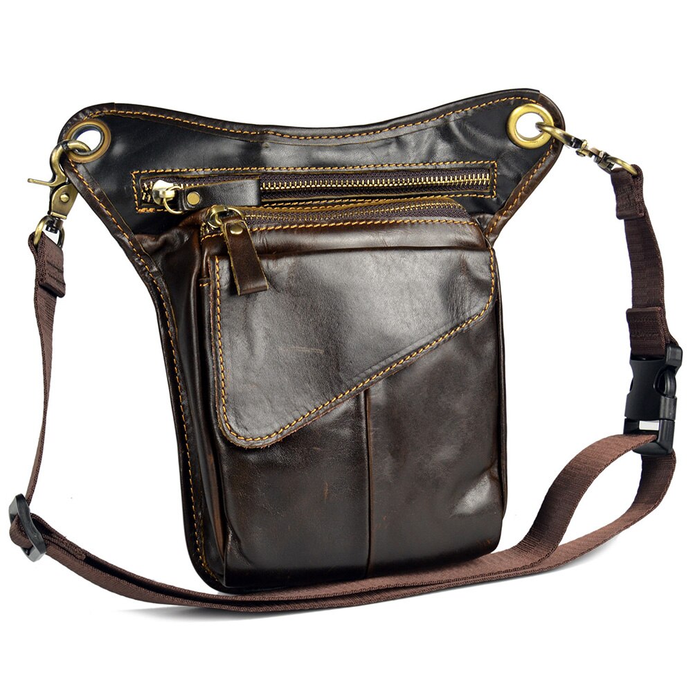 Bolso de pierna de cuero Vintage para hombre y mujer, riñonera de cintura y muslo para exteriores, ZJ55