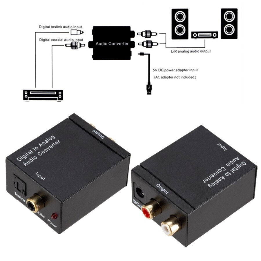 Dac Digitaal Naar Analoog Audio Converter Optical Fiber Toslink Coaxiale Signaal Naar Rca R/L Audio Decoder Spdif Atv dac Converter
