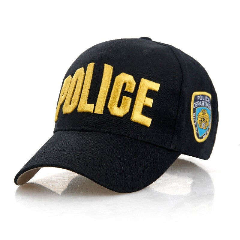 Police cap unisex hat baseball cap menn snapback hatter justerbare snapbacks for voksen 7 farger: Svart gul