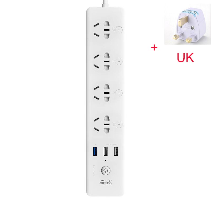Gosund-regleta inteligente CP5 para Xiaomi Mijia, control de voz por WIFI, interruptor de sincronización con 4 salidas y cargador USB 3, 18W, 1,8 M, rápido: White add UK
