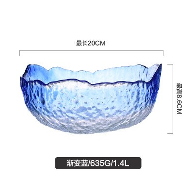 Cuenco de vidrio de corte dorado de estilo japonés, cuenco grande transparente Irregular para ensalada de verduras y frutas, cuenco rojo de Red, cuenco de postre: Gris claro