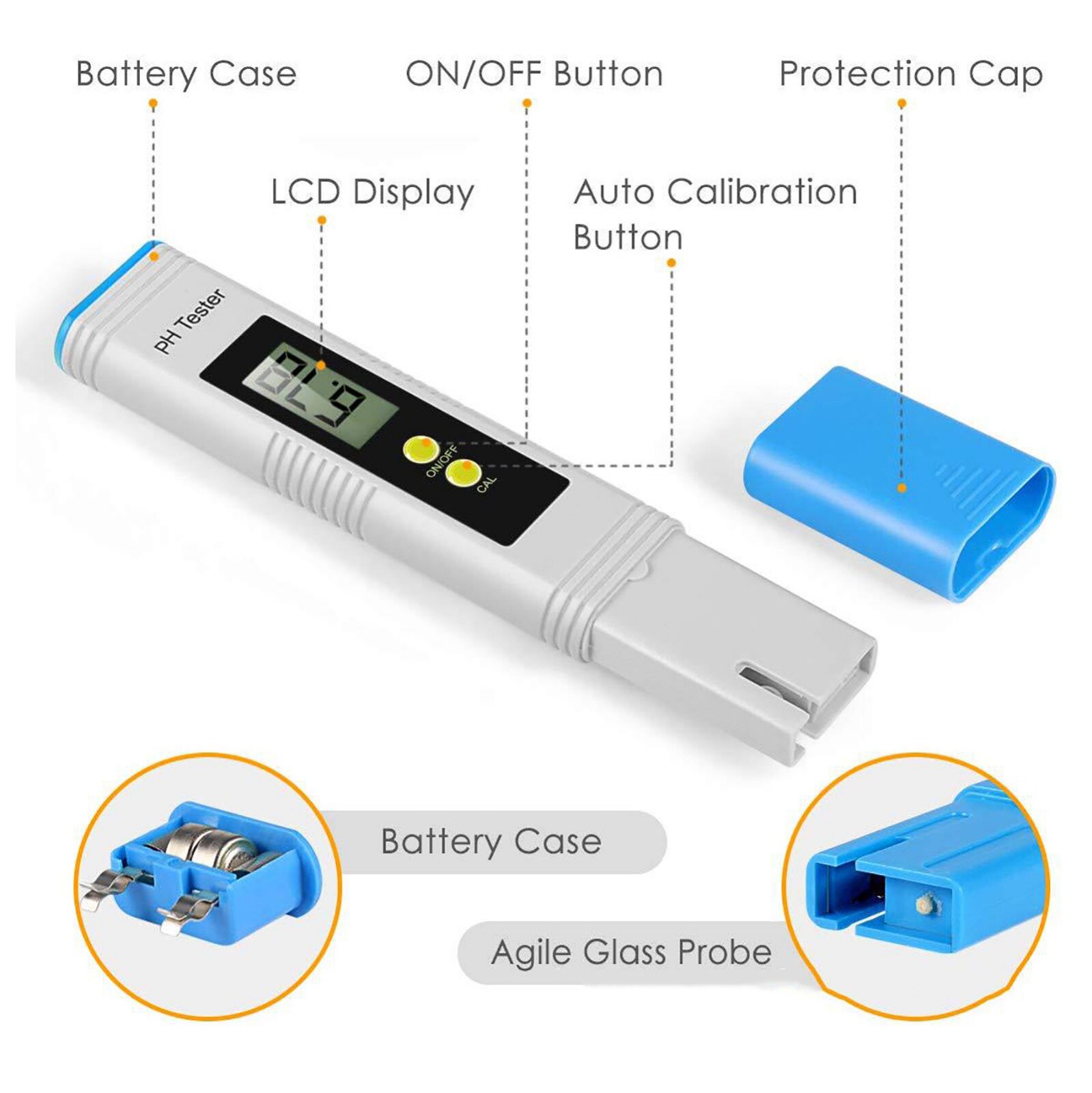 PH metr 0.01 PH wysoce precyzyjny próbnik jakości wody z 0-14 PH zakres pomiarowy akwarium basen woda PH wykrywanie