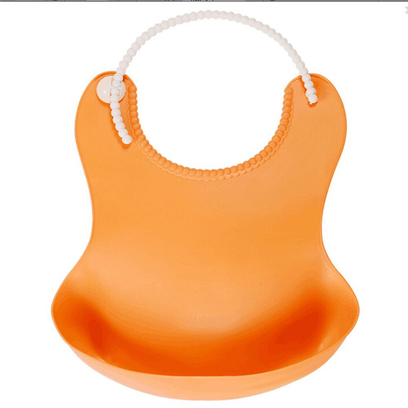 Nette Baby Weiche Silikon Bib Wasserdicht Speichel Tropft Kid Infant Mittagessen Lätzchen Kleinkind Feste Kunststoff Waschbar Lätzchen Heißer: Orange