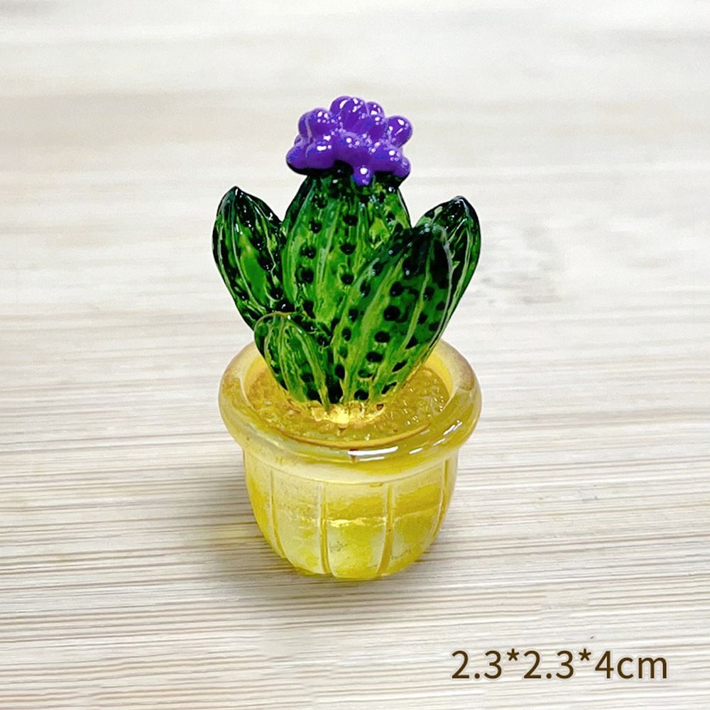 Cartoon Cactus Bonsai Decor Resin Crafts Transparent Fleshy Mini Cactus Figurines Realistic Simulated Cactus Home Accessories: light green