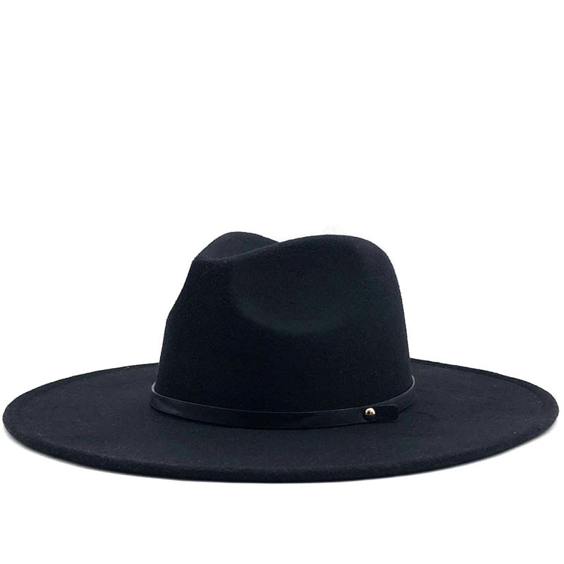 Wool Fedora Hat Hawkins Felt Cap Wide Brim Ladies Trilby Chapeu Feminino Hat Women Men Jazz Church Godfather Sombrero Caps: black
