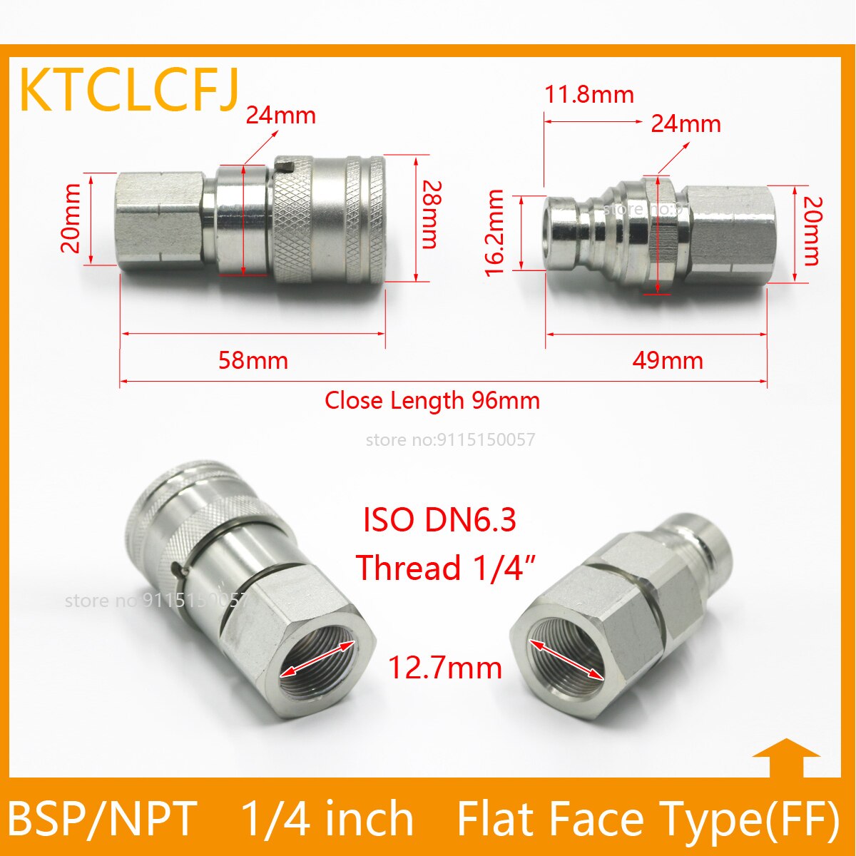 Hydraulische Snelkoppeling Bsp 1/4 3/8 1/2 3/4 1 Platte Quick Connector Socket Met Spoel En Klep