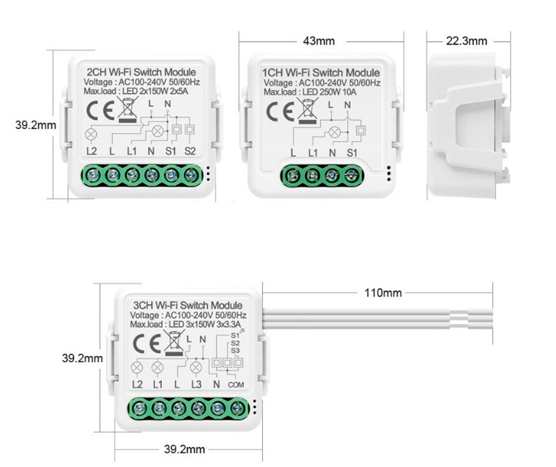 1/2/3 gang mini tuya zigbee inteligente módulo interruptor de luz vida inteligente/tuya app controle sem neutro/neutro
