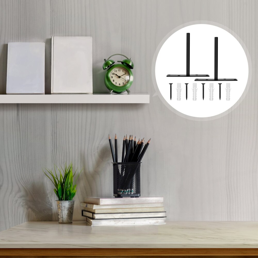 2 Sets T-Vormige Drijvende Plank Beugel Verborgen Fastener Bracket Brace: Black