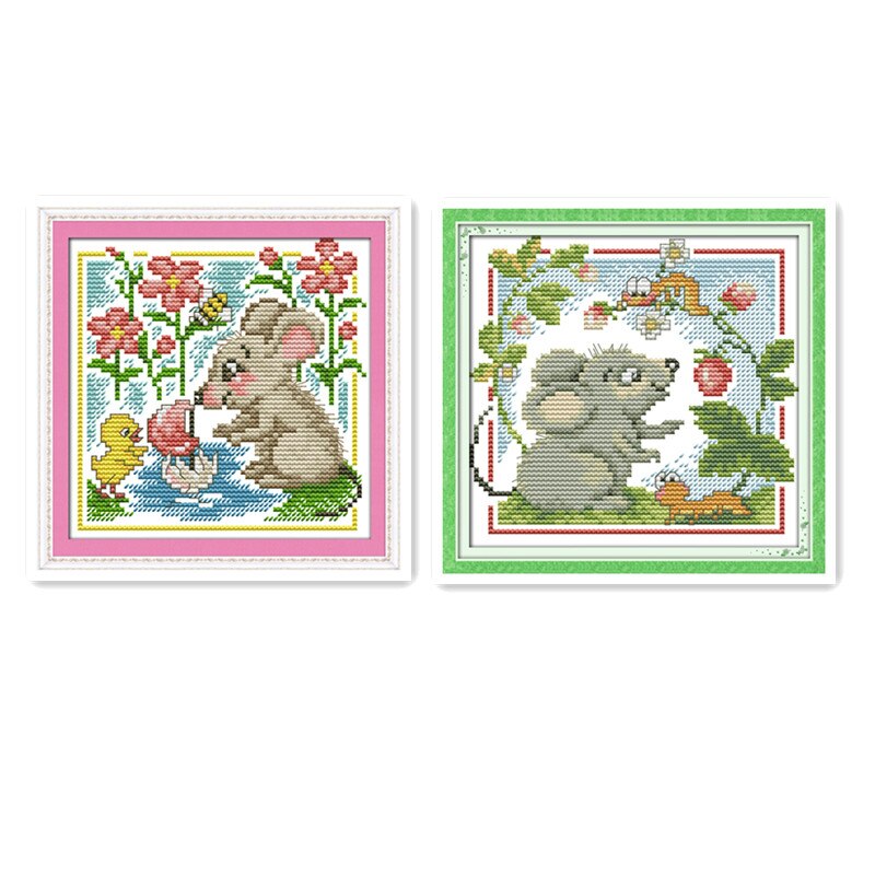 Mini petite souris modèle kit de point de croix, bricolage amusant couture à la main broderie animal souris motif peintures