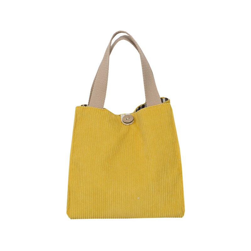Hylhexyr-Bolso de pana de Color caramelo para mujer, con hebilla fiambrera, para trabajadores de la Oficina: Yellow Buckle