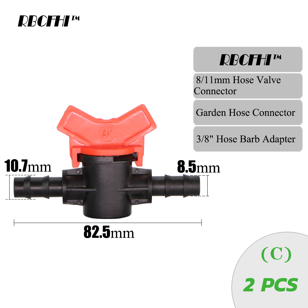 Rbcfhi puutarhahana 1/4 " 3/8 " 1/2 " 3/4 " 5/8 " kasteluvesiventtiili miniventtiili 2- tie letku vesisulkuliittimet piippusovitin: C  x2 kpl