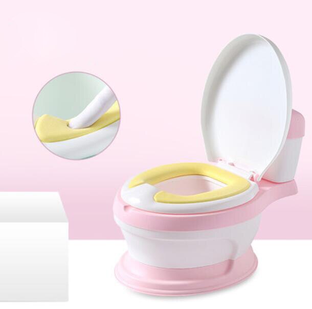 draagbare toilet voor baby wc potje voor gratis potje brush + cleaning bag: PU pink