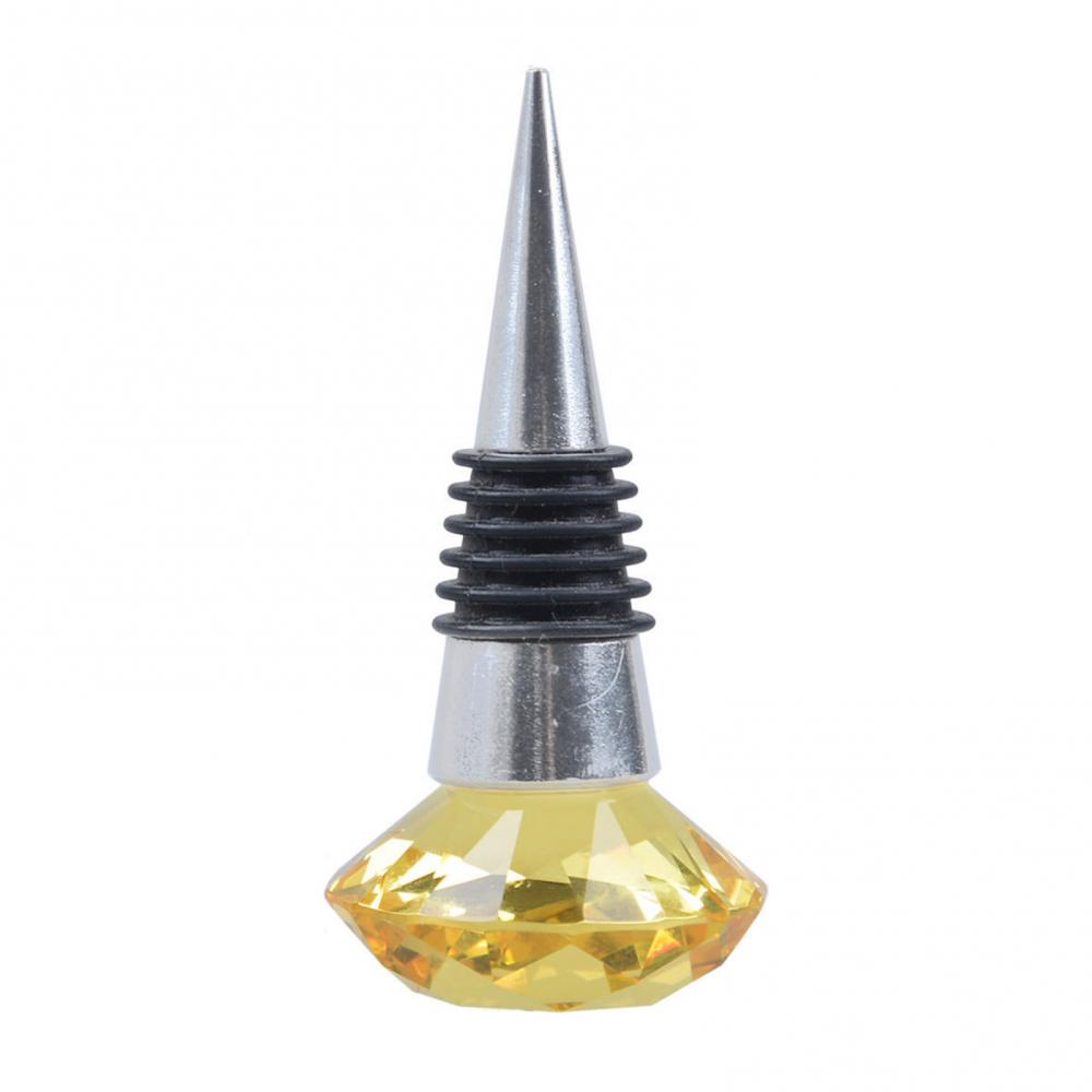 80%HOTCrystal Metal Silicone Leakproof Reusable Wine Stopper Bottle Sealer Cork Plug: Golden Yellow
